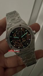 Audemars Piguet Royal Oak Skeleton 15407ST Double Balance iskelet Silver Replika Saat