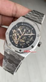Audemars Piguet Royal Oak Skeleton 15407ST Double Balance iskelet Silver Replika Saat