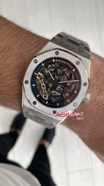 Audemars Piguet Royal Oak Skeleton 15407ST Double Balance iskelet Silver Replika Saat