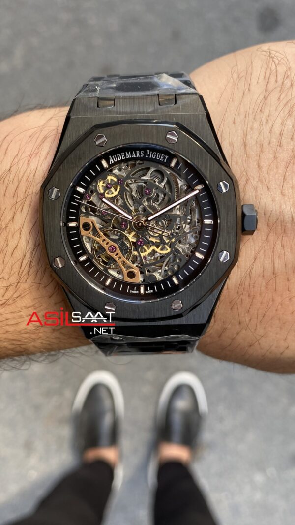 Audemars Piguet Royal Oak Skeleton 15416CE Black PVD Replika Saat