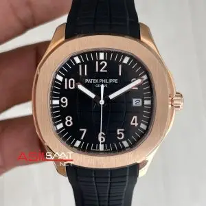 Patek Philippe Aquanaut Siyah Kadran 5167 Rose 40 mm Replika Saat