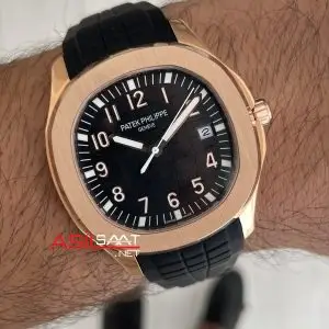 Patek Philippe Aquanaut Siyah Kadran 5167 Rose 40 mm Replika Saat