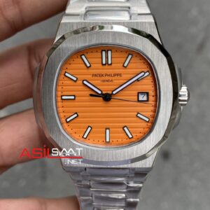 Patek Philippe Nautilus 40 mm Turuncu Kadran 5711 Silver Replika PPNA007