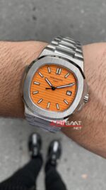 Patek Philippe Nautilus 40 mm Turuncu Kadran 5711 Silver Replika PPNA007
