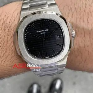 Patek Philippe Nautilus 40 th Year Anniversary Siyah Kadran 40 mm 5711 Silver Replika Saat PPNA018