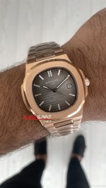 Patek Philippe Nautilus 40th Year Anniversary 5711 Gri Kadran 40 mm Rose Replika Saat