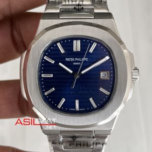 Patek Philippe Nautilus 40th Year Anniversary Platinum Blue 40 mm 5711 Silver 40. Yıla Özel Mavi Kadran Replika Saat