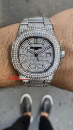 Patek Philippe Nautilus Diamond 40 mm 5719/10G-010 Silver Replika Saat PPNA052