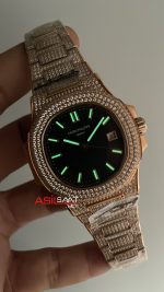Patek Philippe Nautilus Diamond 5711 Siyah Kadran 40 mm 5711 Rose Replika Saat