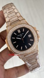 Patek Philippe Nautilus Diamond 5711 Siyah Kadran 40 mm 5711 Rose Replika Saat