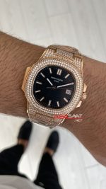 Patek Philippe Nautilus Diamond 5711 Siyah Kadran 40 mm 5711 Rose Replika Saat