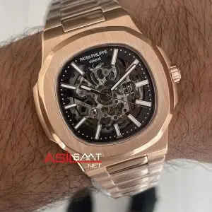 Patek Philippe Nautilus İskelet 5711 Rose 40 mm Skeleton Replika Saat