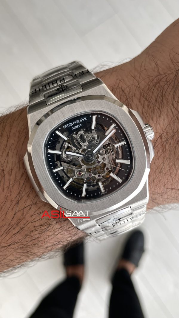 Patek Philippe Nautilus İskelet 5711 Silver 40 mm Skeleton Replika Saat