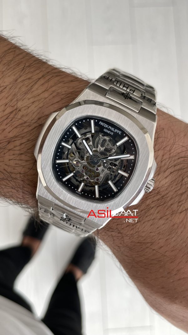 Patek Philippe Nautilus İskelet 5711 Silver 40 mm Skeleton Replika Saat