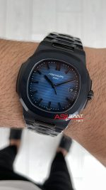 Patek Philippe Nautilus Mavi Kadran 5711 PVD Black 40 mm Replika Saat