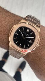 Patek Philippe Nautilus Siyah Kadran 5711R Rose 40 mm Replika Saat
