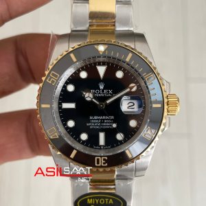Rolex Submariner Date 126613LN Two Tone Gold Siyah Kadran 41mm Super Miyota Replika Saat