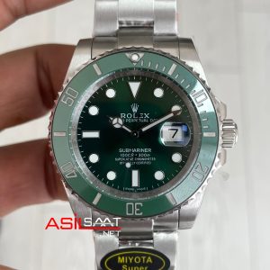 Rolex Submariner Hulk 116610LV Yeşil Kadran 40mm Super Miyota Replika Saat