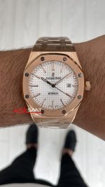Audemars Piguet Royal Oak Beyaz Kadran 15400OR Rose Replika Saat