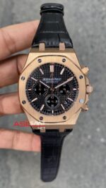 Audemars Piguet Royal Oak Chronograph 41 mm Kadran Siyah 26320OR Leather Replika Saat APR071