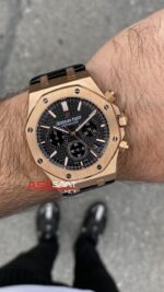 Audemars Piguet Royal Oak Chronograph 41 mm Kadran Siyah 26320OR Leather Replika Saat APR071