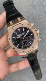 Audemars Piguet Royal Oak Chronograph 41 mm Kadran Siyah 26320OR Leather Replika Saat APR071