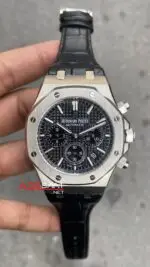 Audemars Piguet Royal Oak Chronograph 41 mm Kadran Siyah 26320ST Leather Replika Saat APR070