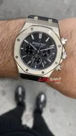 Audemars Piguet Royal Oak Chronograph 41 mm Kadran Siyah 26320ST Leather Replika Saat APR070