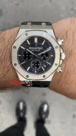 Audemars Piguet Royal Oak Chronograph 41 mm Kadran Siyah 26320ST Leather Replika Saat APR070