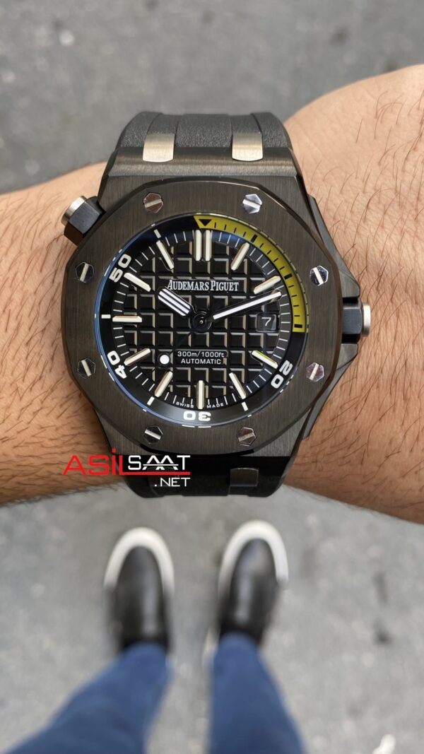 Audemars Piguet Royal Oak Offshore Ceramic Diver Siyah Kadran 42 mm 15707CE.OO.A002CA.01 Black Replika Saat APOD005 Audemars Piguet Royal Oak Offshore Ceramic Diver Siyah Kadran 42 mm 15707CE.OO.A002CA.01 Black Replika Saat APOD005