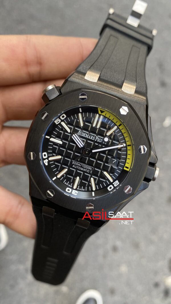 Audemars Piguet Royal Oak Offshore Ceramic Diver Siyah Kadran 42 mm 15707CE.OO.A002CA.01 Black Replika Saat APOD005 Audemars Piguet Royal Oak Offshore Ceramic Diver Siyah Kadran 42 mm 15707CE.OO.A002CA.01 Black Replika Saat APOD005
