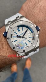 Audemars Piguet Royal Oak Offshore Diver Beyaz Kadran 42 mm 15710ST.OO.A010CA.01 Silver Replika Saat APOD006