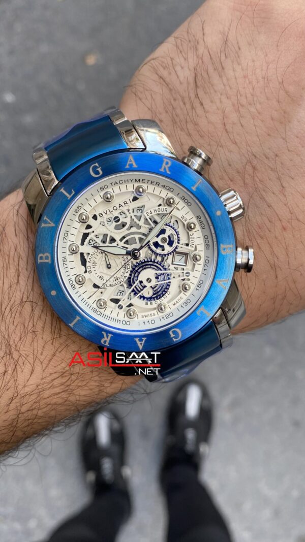 Bvlgari Nuclearneapon Kadran Beyaz Blue Replika Saat BGN003