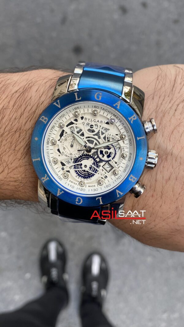 Bvlgari Nuclearneapon Kadran Beyaz Blue Replika Saat BGN003