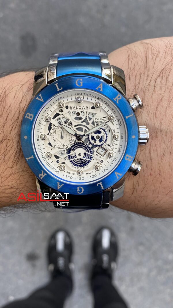 Bvlgari Nuclearneapon Kadran Beyaz Blue Replika Saat BGN003