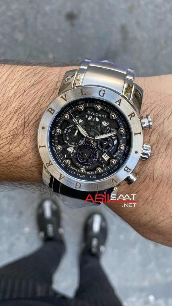 Bvlgari Nuclearneapon Kadran Siyah Silver Replika Saat BGN001