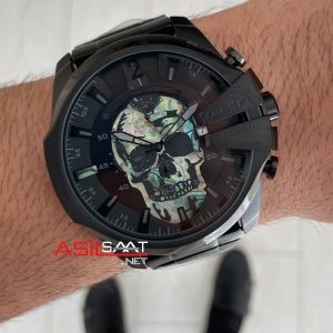Diesel DZ4582 Skull Mega Chief Black PVD 48mm Erkek Kol Saati