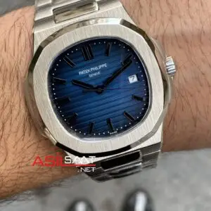 Patek Philippe Nautilus 40 th Year Anniversary Mavi Kadran 40 mm 5711 Silver Replika Saat PPNA019