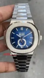 Patek Philippe Nautilus Annual Calendar Mavi Kadran 40 mm 5726 Silver Replika Saat PPNA072