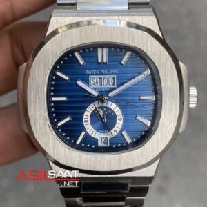 Patek Philippe Nautilus Annual Calendar Mavi Kadran 40 mm 5726 Silver Replika Saat PPNA072