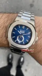 Patek Philippe Nautilus Annual Calendar Mavi Kadran 40 mm 5726 Silver Replika Saat PPNA072
