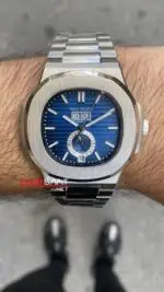 Patek Philippe Nautilus Annual Calendar Mavi Kadran 40 mm 5726 Silver Replika Saat PPNA072