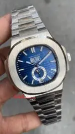 Patek Philippe Nautilus Annual Calendar Mavi Kadran 40 mm 5726 Silver Replika Saat PPNA072