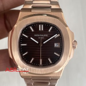 Patek Philippe Nautilus Kahve Kadran 5711 Rose 40mm Replika Saat