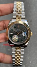 Rolex Datejust Jubilee Wimbledon 41 mm 126303 Smooth Bezel Silver Gold Replika Saat ROLDJ037