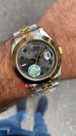 Rolex Datejust Jubilee Wimbledon 41 mm 126303 Smooth Bezel Silver Gold Replika Saat ROLDJ037