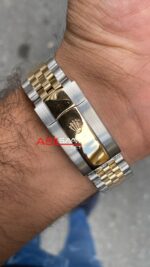 Rolex Datejust Jubilee Wimbledon 41 mm 126303 Smooth Bezel Silver Gold Replika Saat ROLDJ037