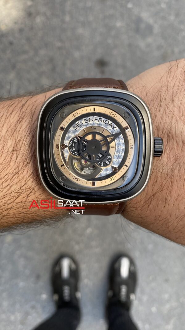 SevenFriday P Series 47 mm SF-P2/01 Brown Replika Saat SFP007