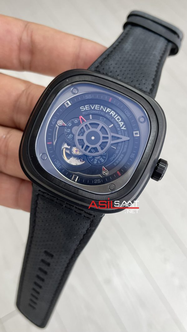 SevenFriday P Series Siyah P3/01 PVD Black 47mm Replika Saat