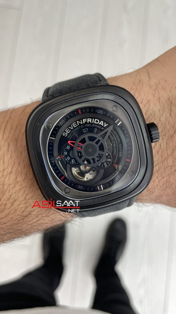 SevenFriday P Series Siyah P3/01 PVD Black 47mm Replika Saat